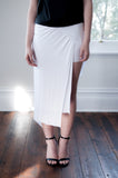 Talia Jersey Midi Skirt With Thigh Split - WHITE