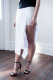 Talia Jersey Maxi Skirt With Thigh Split - WHITE - HELLO PARRY Australian Fashion Label 