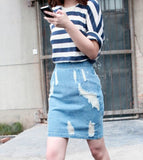 Ultra Distressed Denim skirt