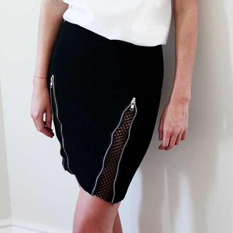 Victoria Space Mesh Black Skirt - HELLO PARRY Australian Fashion Label 