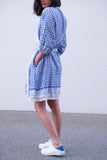 Wilma Wrap Fringe Dress -Blue