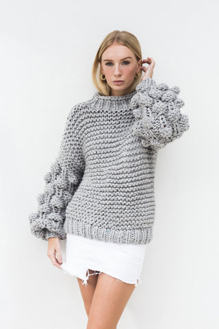 ZARENA BUBBLE KNIT SWEATER- GREY