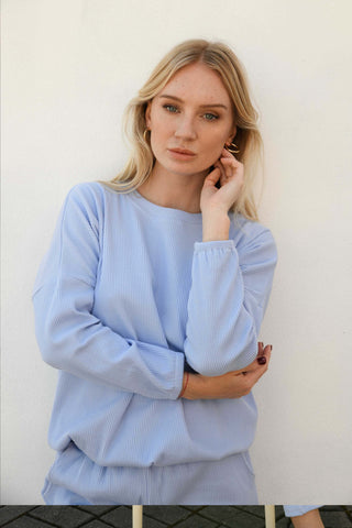 Zaza Ribbed Long Sleeve Top -Periwinkle