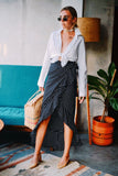ZOE MAXI WRAP SKIRT - BLACK POLKADOT