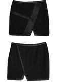 Space Leather Trim Wrap Skirt in Black