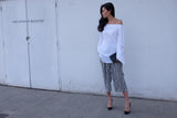 Fallon Longline Off-Shoulder Shirt -White - HELLO PARRY Australian Fashion Label 