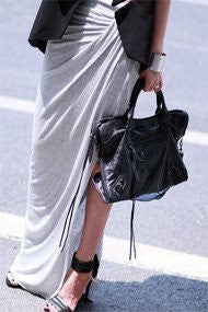 Grey Ruche Split Jersey Maxi Skirt - HELLO PARRY Australian Fashion Label 