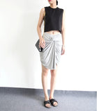 Avery Knot Detail Jersey Skirt - Grey - HELLO PARRY Australian Fashion Label 