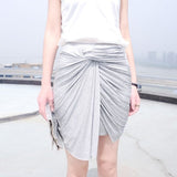 Avery Knot Detail Jersey Skirt - Grey
