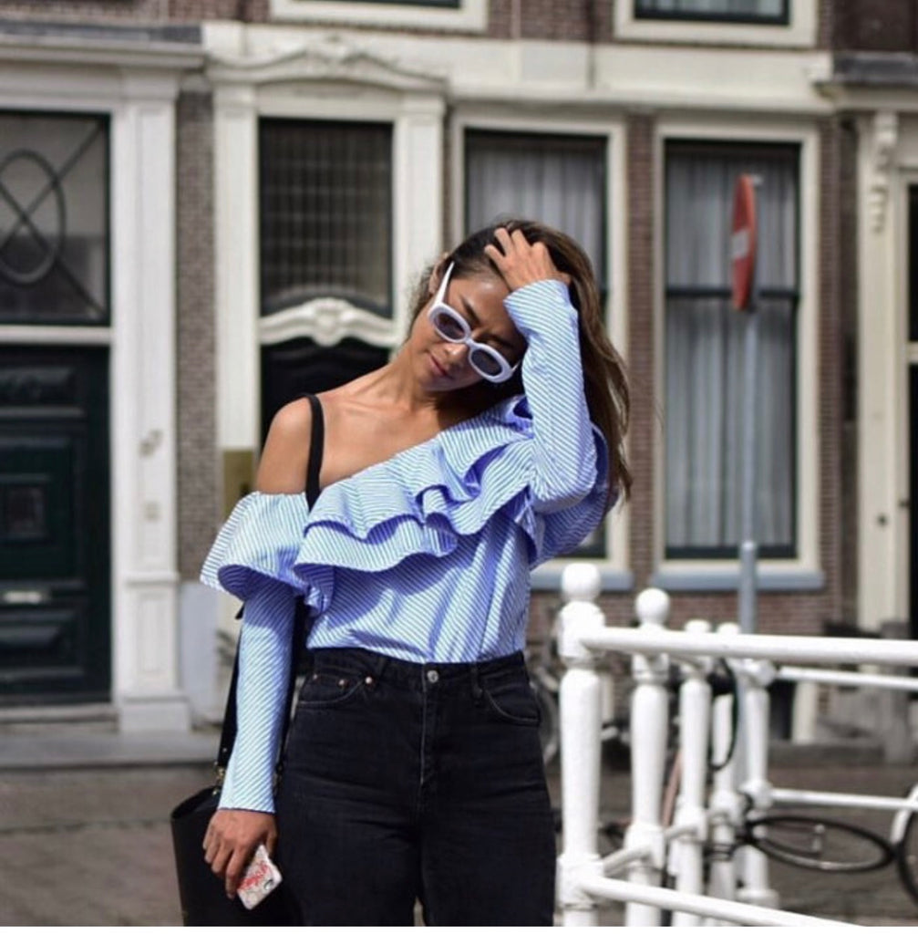 Lydia Millen Shoulder Frill Top One Shoulder Top Ruffle One