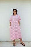 Dita Puff Sleeve Bubble Midi Dress - Pink