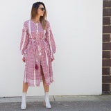 FARAH Woven Maxi Robe/Dress - RED KEFFIYEH