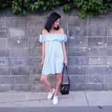 HAYLEY OFF SHOULDER DRESS -STRIPE