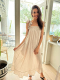 Nadia Gingham Maxi Dress- Beige