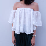 Coit Ruffled Off-Shoulder Top- White