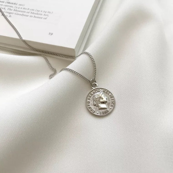 Helvetica Silver Coin Necklace