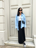PERNILLE Oversized Shoulder Pad Shirt- Sky Blue