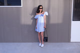 HAYLEY OFF SHOULDER DRESS -STRIPE