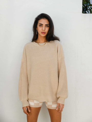 LEXI COTTON KNIT JUMPER- CARAMEL