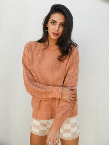 LEXI COTTON KNIT JUMPER- CLAY