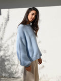 LENA CHUNKY CABLE COTTON KNIT JUMPER- SKY BLUE