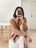 LENA CHUNKY CABLE COTTON KNIT JUMPER- CHESTNUT