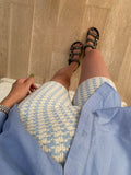 Zoe Houndstooth Knit Shorts - Blue