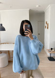 LENA CHUNKY CABLE COTTON KNIT JUMPER- SKY BLUE
