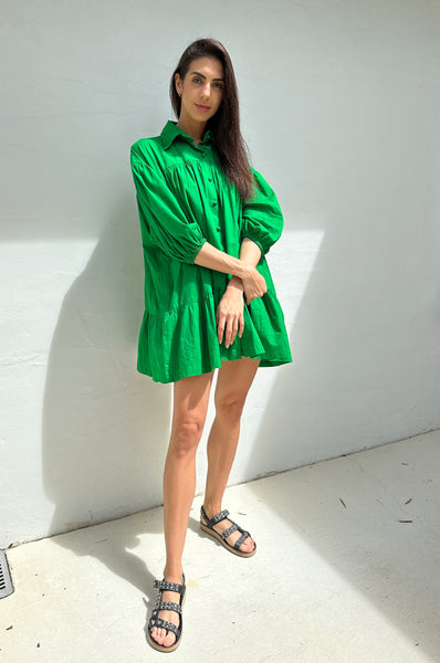 Jenna Shirt Dress -Jade