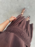 EBONY TOP & SKIRT TWO PIECE SET - COCOA