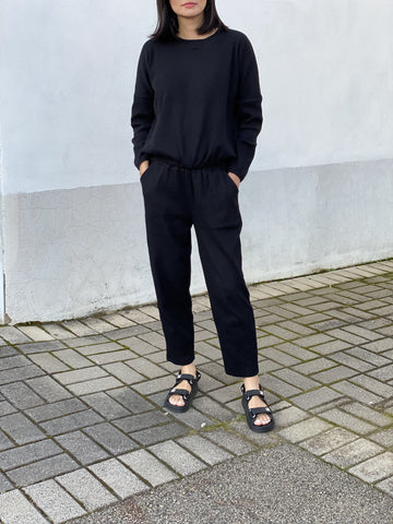 Zaza Ribbed Cotton Pants -Black