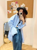 PERNILLE Oversized Shoulder Pad Shirt- Sky Blue