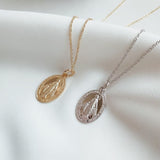 Mini St Mary Oval Coin Necklace