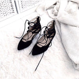 Lena Black Suede Lace Flat