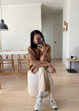 LENA CHUNKY CABLE COTTON KNIT JUMPER- CHESTNUT