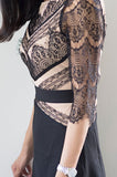Whitney Lace Mesh Dress- Black