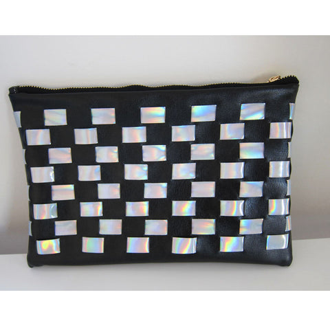 Luna Holographic Checkered Clutch - HELLO PARRY Australian Fashion Label 