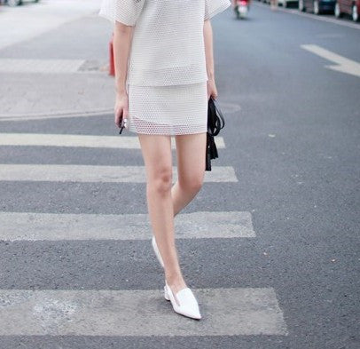 Space White Mesh Skirt