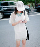 Space White Mesh Top