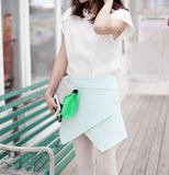 Eliza Mint Tailored Wrap Skirt - HELLO PARRY Australian Fashion Label 
