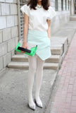 Eliza Mint Tailored Wrap Skirt - HELLO PARRY Australian Fashion Label 