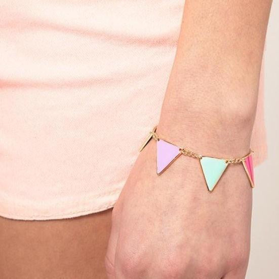 Pastel Mixed Triangle Chain Bracelet - HELLO PARRY Australian Fashion Label 