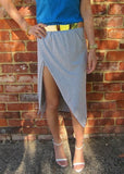 Talia Jersey Midi Skirt With Thigh Split - GREY
