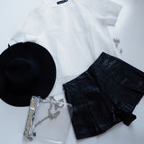 Eliza Black Pleat Leather Short - HELLO PARRY Australian Fashion Label 